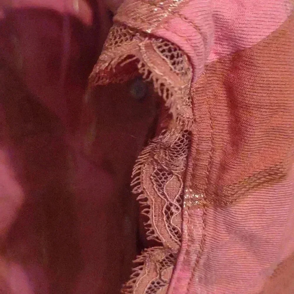Victoria Secret women's medium pink with gold plaid button down sleep shirt - Picture 3 of 5